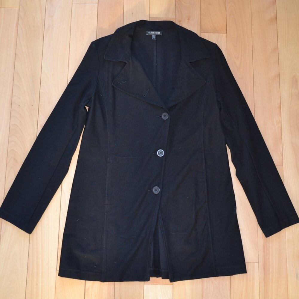 Eileen Fisher Cardigan Blazer Shacket Black Size S